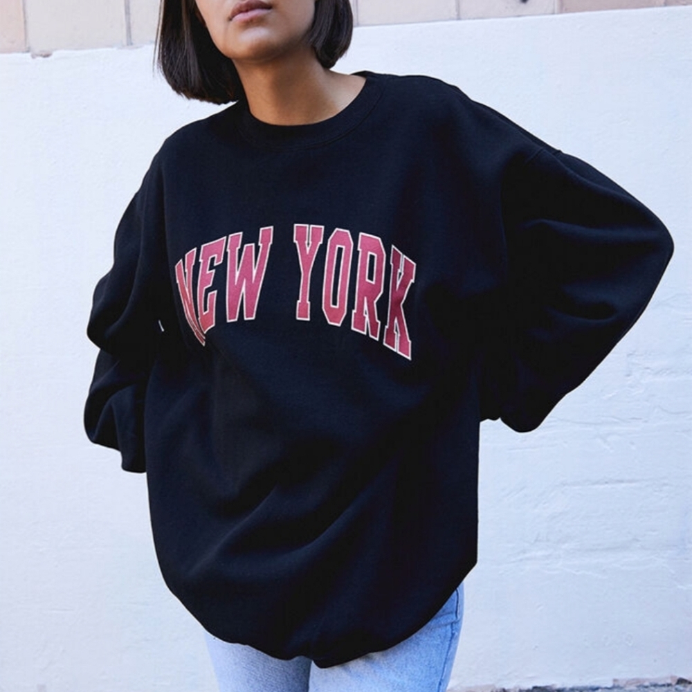 John Galt Black New York Crew Neck Sweatshirt
